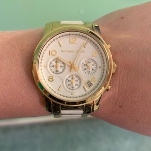 Gold and White Women’s Michael Kors Watch